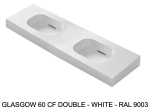 Plan double vasques système d’évacuation discret L 50 à 201 x P 40 à 51 cm, finition lisse mate, 10 couleurs, Résine Anti-bactérien Akrytan® teinté dans la masse, Livraison Offerte